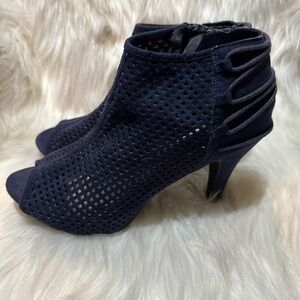 Madden Girl Blue Heeled Boots with Mesh Design